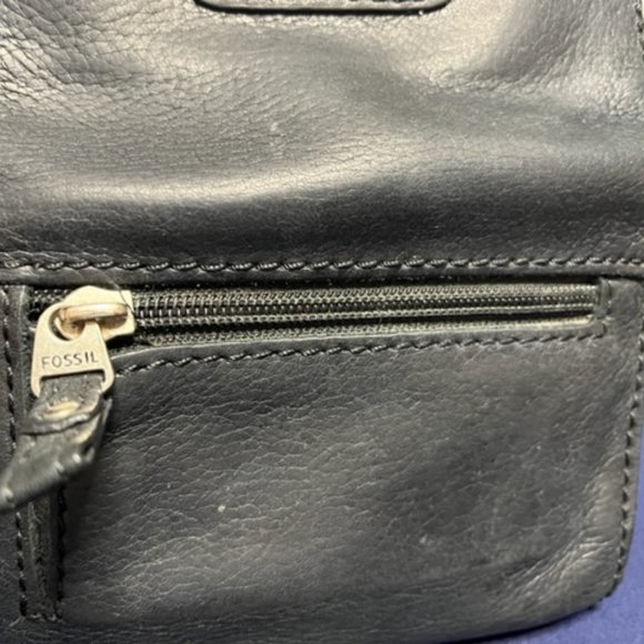 VTG FOSSIL Soft Black Cowhide Leather Trifold Stitched Wallet - Picture 14 of 16